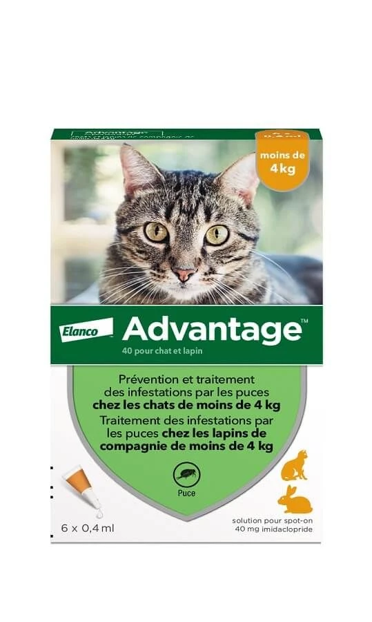 Advantage 40 Chat Et Lapin De 1 à 4 Kg 6 Pipettes – Image 2