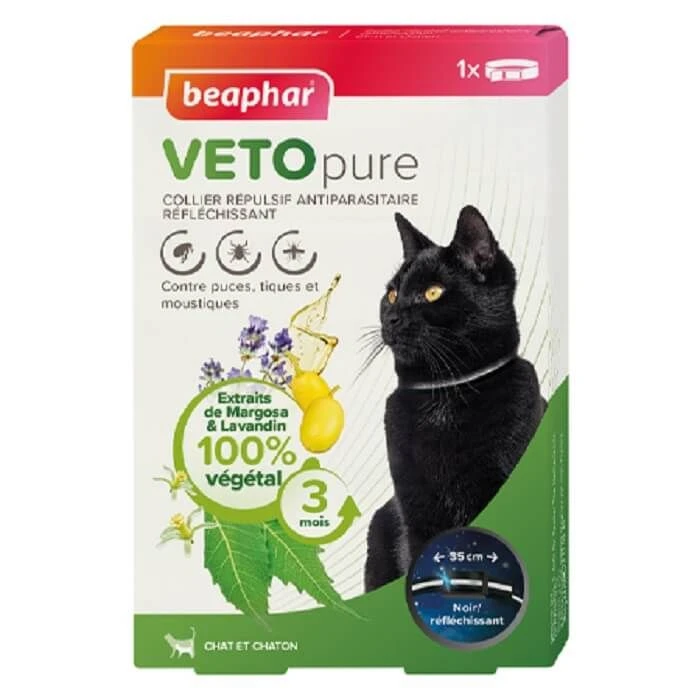 Beaphar VETOpure Chat Collier Antiparasitaire Réfléchissant