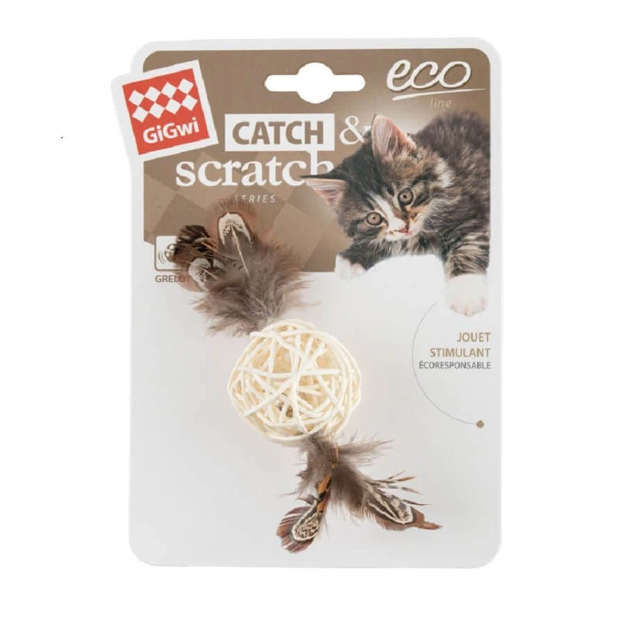Bubimex Balle Eco-Line CrĂšme 2 Plumes Pour Chat