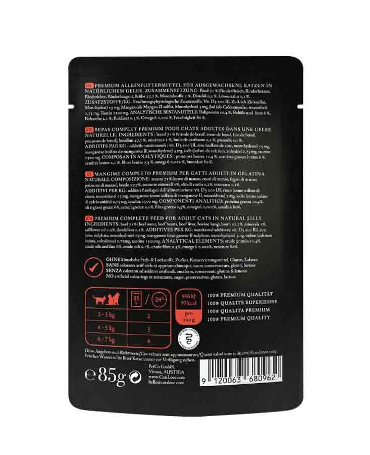 Cat's Love Classic Boeuf Sans Céréales Et Sans Gluten 12 X 85 G – Image 2