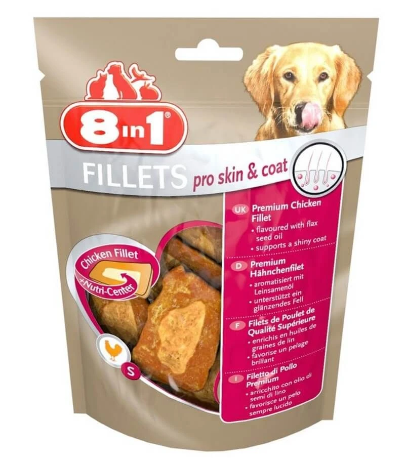 8in1 Fillets Pro Skin & Coat Pour Chien 80 G MULTIPACK Lot De 8